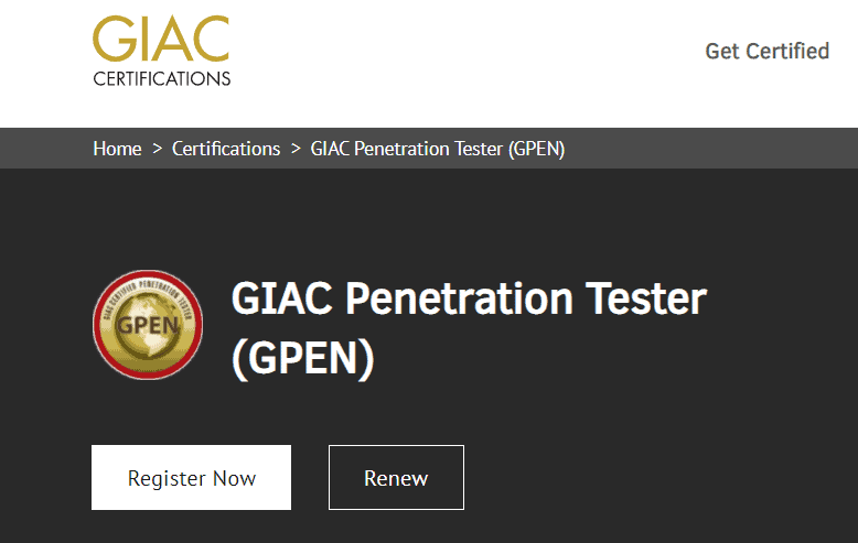 GIAC Penetration Tester Certification