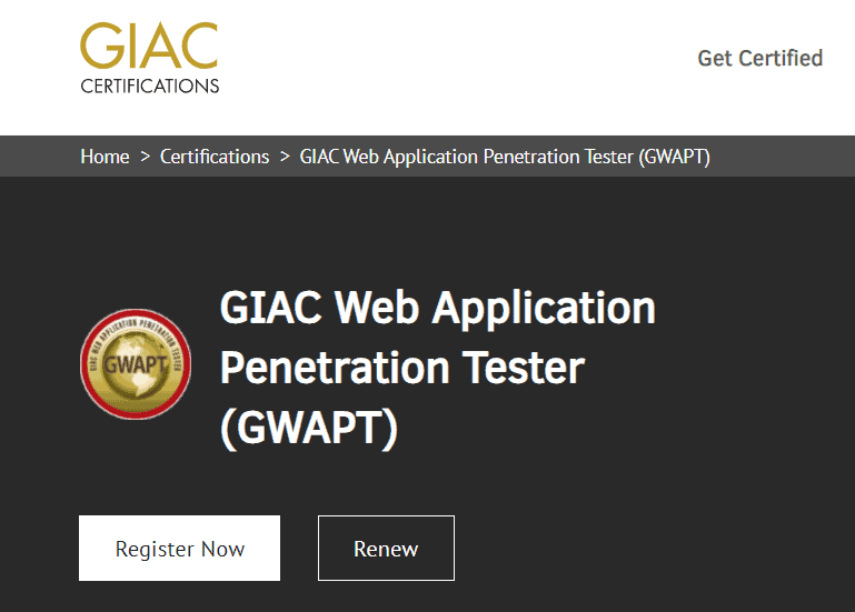 GIAC Web Application Penetration Tester